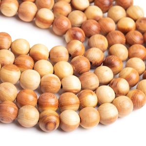 10MM Fragrant Cedar Wood Mala Beads 108 Pcs Natural Round Beads 42&quot; BULK LOT 1,3,5,10 and 50 (80257-705)