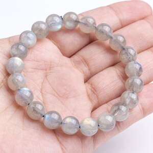9MM Labradorite Bracelet - Natural Labradorite Stone Stretch Bracelet- Healing Labradorite Crystal Yoga Bracelet -Spiritual Protection Gift