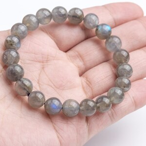 9MM Labradorite Bracelet - Natural Labradorite Stone Stretch Bracelet- Healing Labradorite Crystal Yoga Bracelet -Spiritual Protection Gift