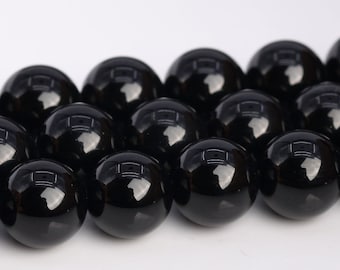 Perles d'onyx noir, qualité AAA, véritables pierres précieuses naturelles rondes, perles en vrac, 6 MM, 8 MM, 10 MM, options de lot en gros