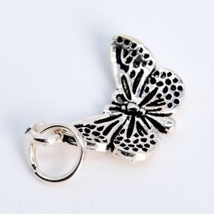16x13MM Sterling Silver Butterfly Charm Solid Silver  (61501-2100)