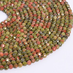 4MM Lotus Pond Unakite Beads Grade AAA Genuine Natural Gemstone Half Strand Faceted Round Loose Beads 7.5&quot; Bulk Lot Options (107713h-2512)