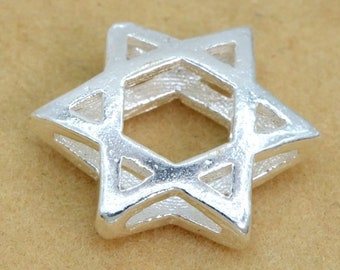 11x9MM Sterling Silver Hexagram Charm Solid Silver(61461-2098)
