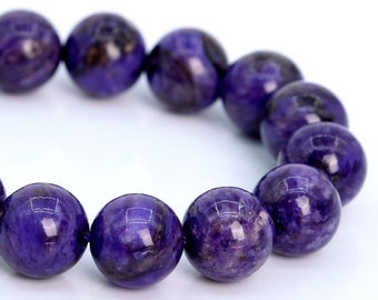 10mm Charoite Beaded Bracelet with 14K Solid Gold Corrugated Bead