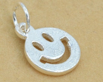 13x10MM Sterling Silber Smile Face Charm Massivsilber (61468-2098)