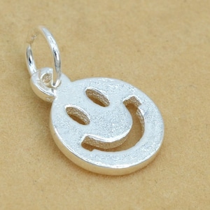 13x10MM Sterling Silver Smile Face Charm Solid Silver  (61468-2098)