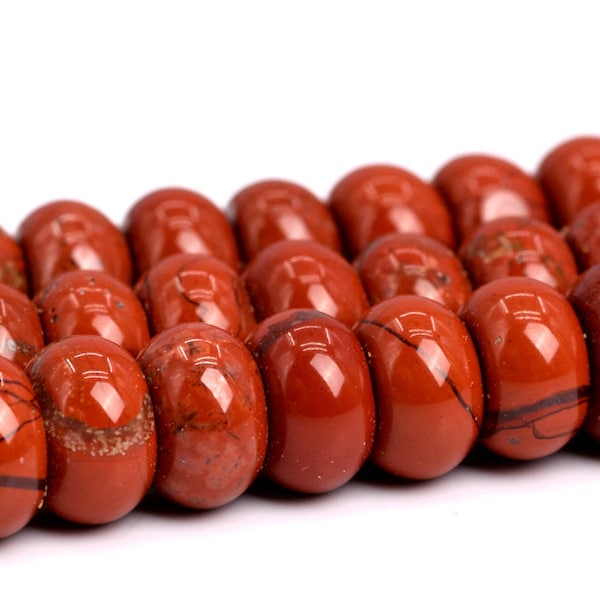 Red Jasper Beads Grade AA Genuine Natural Gemstone Rondelle Loose Beads 6MM 8MM 10MM Bulk Lot Options