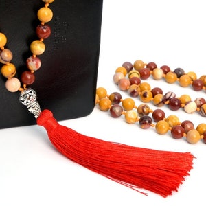 8MM Mookaite Mala Beads 108 Pcs Grade AAA Necklace 41" Genuine Natural Round Gemstone with Tassel BULK LOT 1,3,5,10,50 (106815-083)