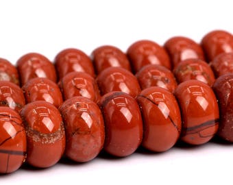 Red Jasper Beads Grade AA Genuine Natural Gemstone Rondelle Loose Beads 6MM 8MM 10MM Bulk Lot Options