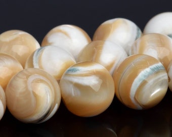 9-10MM Beige Trochidae Shell Beads Grade AAA Genuine Natural Gemstone Full Strand Round Loose Beads 15.5" BULK LOT 1,3,5,10,50 (103650-935)