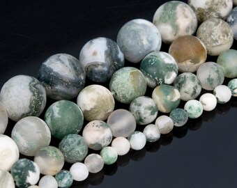80002374-M10 4MM Matte Green Agate Gemstone Round Loose Beads 15 inch Full Strand