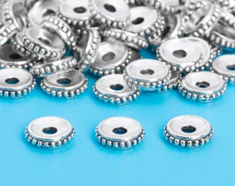 5x3MM Antique Silver Tone Spacer Beads Floral 30 Pcs Bulk Lot Options 62663-2292