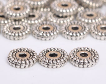 5x3MM Antique Silver Tone Spacer Beads Floral 30 Pcs Bulk Lot Options 62663-2292