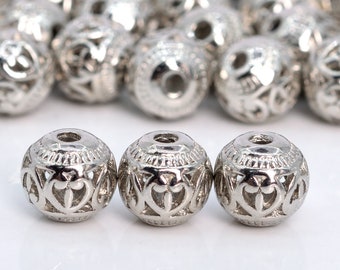 5x3MM Antique Silver Tone Spacer Beads Floral 30 Pcs Bulk Lot Options 62663-2292