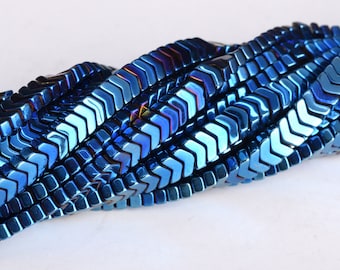 4x2MM Blue Hematite Beads Arrow Grade AAA Gemstone Full Strand Loose Beads 15.5" BULK LOT 1,3,5,10 and 50 (104831-1300)