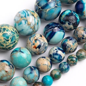 Blue Sea Sediment Imperial Jasper Beads Grade AAA Gemstone Round Loose Beads 4MM 6MM 8MM 10MM Bulk Lot Options