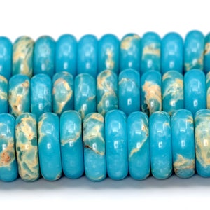 8X3MM Sky Blue Imperial Jasper Beads Grade AAA Natural Gemstone Full Strand Rondelle Loose Beads 15&quot; BULK LOT 1,3,5,10 and 50 (101893-892)