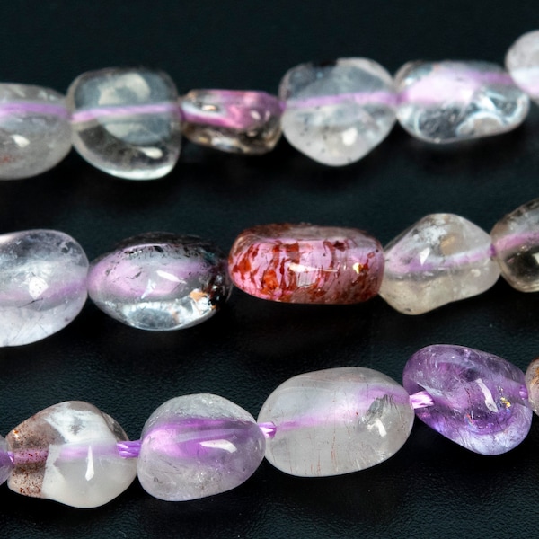 7-9MM Super Seven Beads Pebble Nugget Grade A Genuine Natural Gemstone Beads 15.5" Bulk Lot Options (108441-2669)
