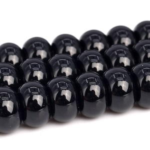 Black Agate Beads Grade AAA Genuine Natural Gemstone Rondelle Loose Beads 6MM 8MM Bulk Lot Options