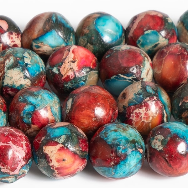 Red Blue Sea Sediment Imperial Jasper Beads Grade AAA Gemstone Round Loose Beads 4MM 6MM 8MM 10MM Bulk Lot Options