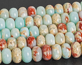 6 x 4 MM Blau Impression Jaspis Perlen Klasse AAA Echte Natürliche Edelstein Rondelle Lose Perlen 15 "/ 7,5"Bulk Lot Optionen