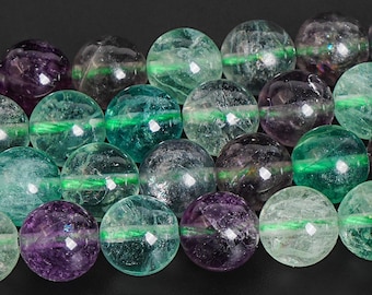 Green Purple Fluorite Beads Grade AA Genuine Natural Gemstone Round Loose Beads 4MM 6MM 8MM 10MM Bulk Lot Options