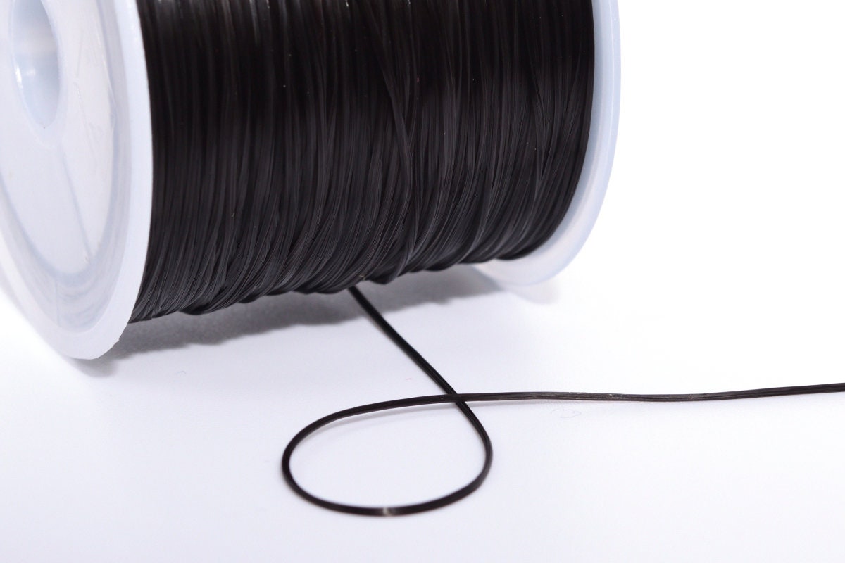 Elastic Cord: Black Solid Elastic Cord, approx. 2mm x 25ft / DIY Cord,  Stretch Cord, Fabric Elastic, Beading / Craft and Jewelry Supplies