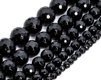 Black Tourmaline Beads Brazil Grade AAA Genuine Natural Gemstone Micro Faceted Round Loose Beads 6MM 8MM Bulk Lot Options