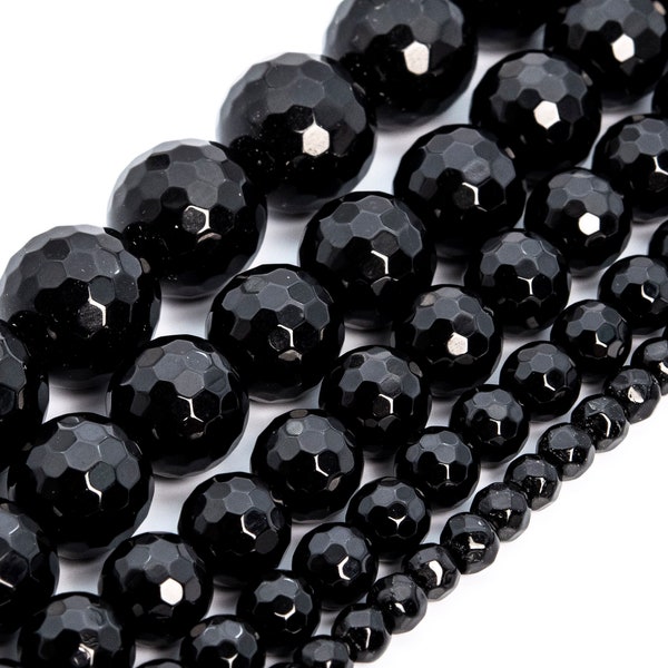 Black Tourmaline Beads Brazil Grade AAA Genuine Natural Gemstone Micro Faceted Round Loose Beads 6MM 8MM Bulk Lot Options