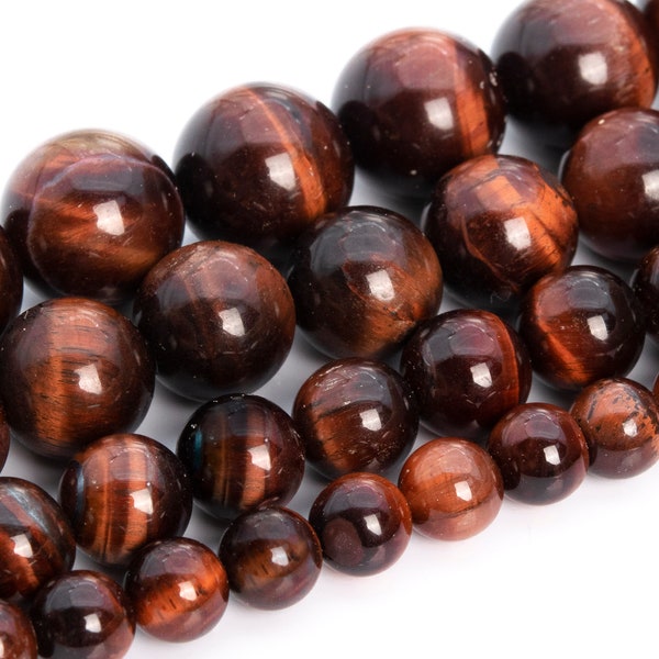 Mahogany Red Tiger Eye Beads Grade AA Genuine Natural Gemstone Round Loose Beads 4MM 6MM 8MM 10MM 12MM Bulk Lot Options