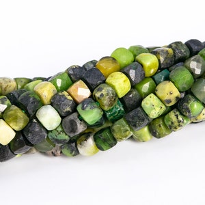 4MM Chrysoprase / Australian Jade Beads Faceted Cube Grade A Genuine Natural Gemstone Loose Beads 15.5"/7.5 Bulk Lot Options (113051)