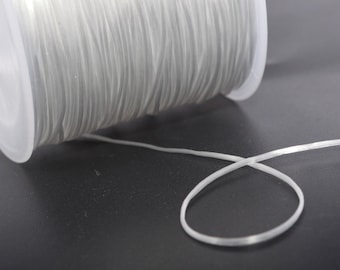 Hilo elástico japonés blanco de alta calidad de 0,8 mm, hilo de cristal, 1 carrete de 60 metros, opciones de lote (64705-2549)