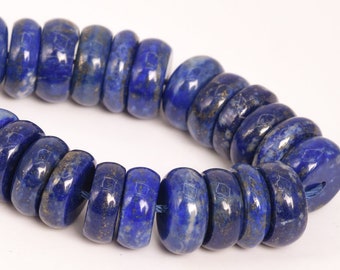 12-13x3-8MM Deep Blue Lapis Lazuli Bead Afghanistan A Genuine Natural Gemstone Half Strand Rondelle Beads 7&quot; Bulk Lot Options (108729h-2766)