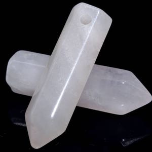 2 Stück 30x8 MM weiße Rosenquarz Perlen Sechseckigen Spitzen Grad AAA echte natürliche lose Perlen BULK LOT 2, 4, 6, 12 und 50 (103343-723)