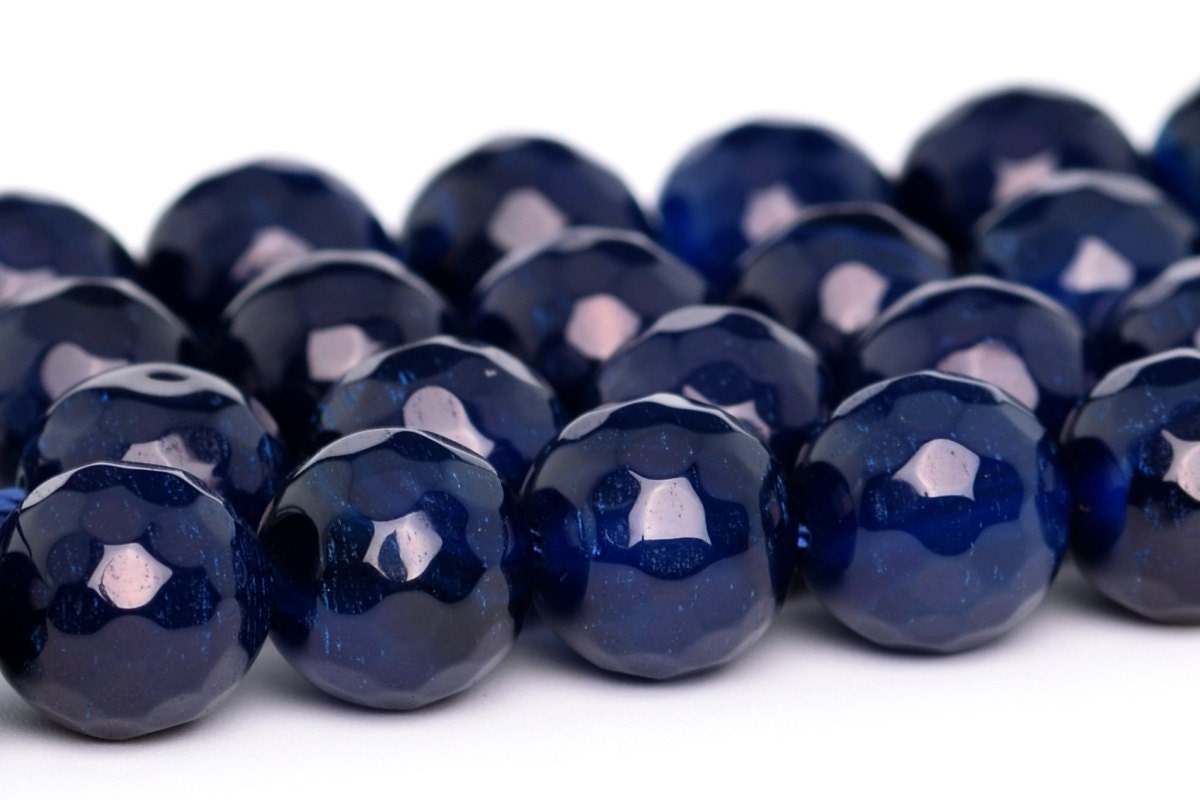 8MM Dark Blue Agate Beads Grade AAA Natural Gemstone Half | Etsy