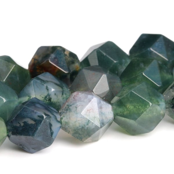 Moss Agate Beads Star Cut Faceted Grade AAA Genuine Natural Gemstone Loose Beads 6MM 8MM 10MM Bulk Lot Options