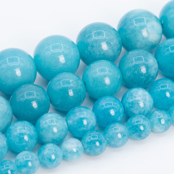 Quartz Beads Deep Aqua Blue Grade AAA Natural Gemstone Round Loose Beads 6MM 8MM 10MM 12MM Bulk Lot Options