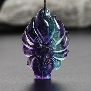 Unique Natural Fluorite Pendant Grade AAA 45X30X10MM Purple Green Pendant Fox Pendant Gemstone Pendant Only One(901800)