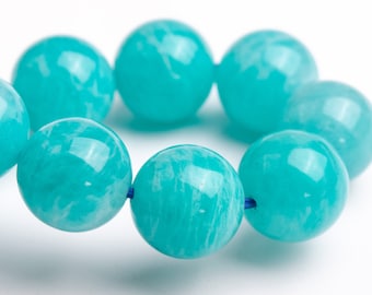 10-11MM Amazonite Aqua Wavy Stripes Beads Blue Green Bracelet Grade AAA Genuine Natural Round Gemstone 7.5" (122968h-2734)