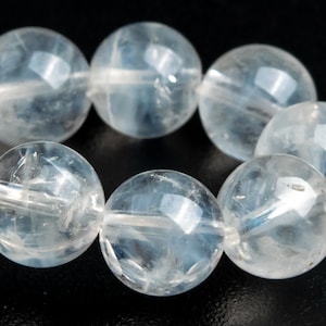 7MM Blue Needle Clear Crystal Quartz Beads Bracelet Grade AA Genuine Natural Round Gemstone 7&quot; (122833h-1317)