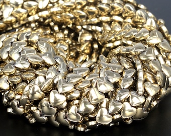 8MM Champagne Gold Hematite Beads Heart Grade AAA Natural Gemstone Half Strand Loose Beads 7.5" BULK LOT 1,3,5,10 and 50 (105114h-1428)