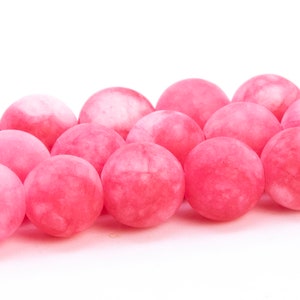 6MM Matte Rose Red Jade Beads Grade AAA Natural Gemstone Full Strand Round Loose Beads 15&quot; BULK LOT 1,3,5,10 and 50 (100939-848)