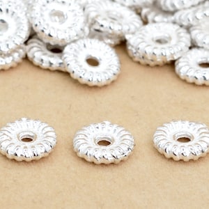 5x1MM Sterling Silver Spacer Beads Round Slice 10 Pcs Solid Silver  (64033-2187)