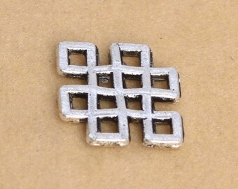 12x9MM Chinese Knot Connector Charm Silver Tone Zinc Alloy Charm 30 Pcs Bulk Lot Options (61791-2055)