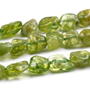 8-10MM Green Peridot Beads Pebble Nugget Gemstone Loose Beads 15&quot;/7.5&quot; Bulk Lot Options (124926)