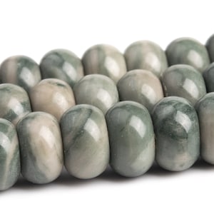 8x5MM Green Wood Skin Jasper Beads Grade AAA Genuine Natural Gemstone Rondelle Loose Beads 15&quot; / 7&quot; Bulk Lot Options (121624)