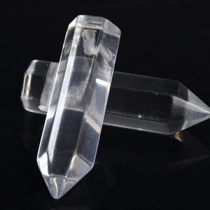 2 st 30 x 8 MM kristallklara kvartspärlor, läkande sexkantiga spetsiga AAA-kvalitet, äkta naturliga lösa pärlor, storparti 2, 4, 6, 12, 50 (104395-1213)