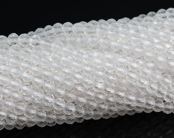 3 MM klarer Kristall Quarz Perlen Klasse AAA Echter natürlicher Edelstein Vollstrang facettierte runde lose Perlen 15 "Bulk Lot Optionen (110593-3193)