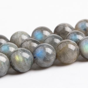 7-8MM Gray Labradorite Beads Madagascar Grade A+ Genuine Natural Gemstone Round Loose Beads 15&quot; / 7.5&quot; Bulk Lot Options (117059)