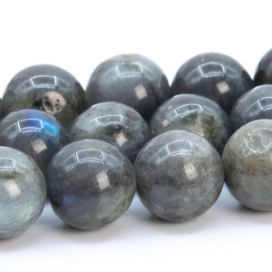 9-10MM Gray Labradorite Beads Madagascar Genuine Natural Gemstone Full Strand Round Loose Beads 15.5&quot; (115935-3924)